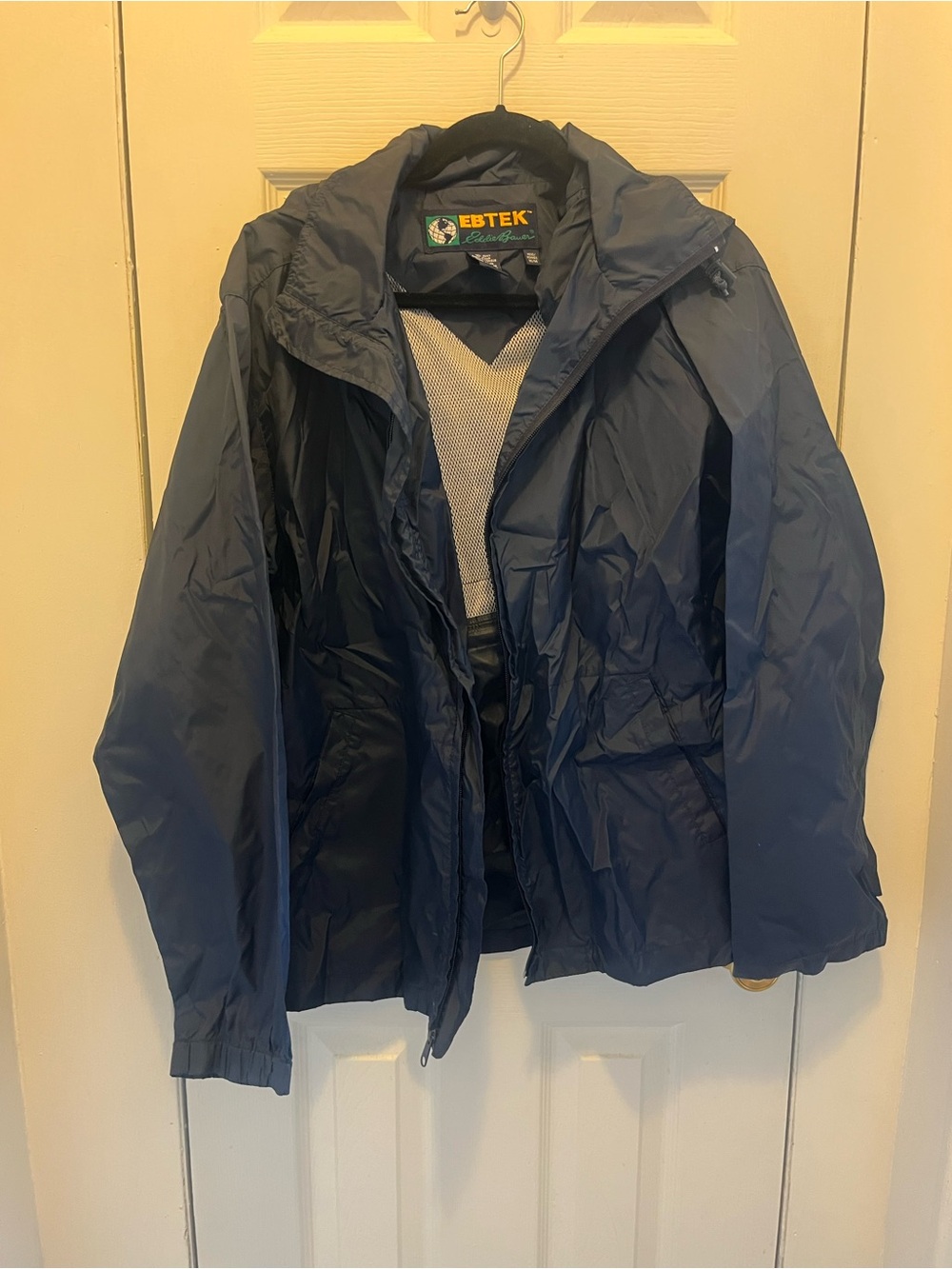 Eddie Bauer Navy Hooded Rain Jacket